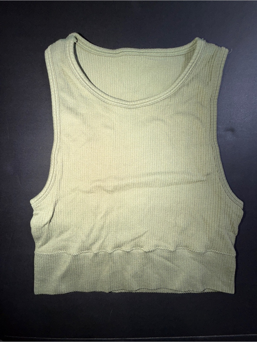 SKIMS Medium Sleeveless Ribbed Crop Tank Top - Light Olive Green